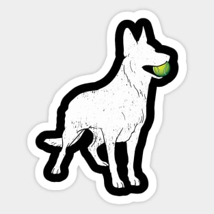 White German Shepherd Silhouette Tennis Ball Dog Lover Sticker